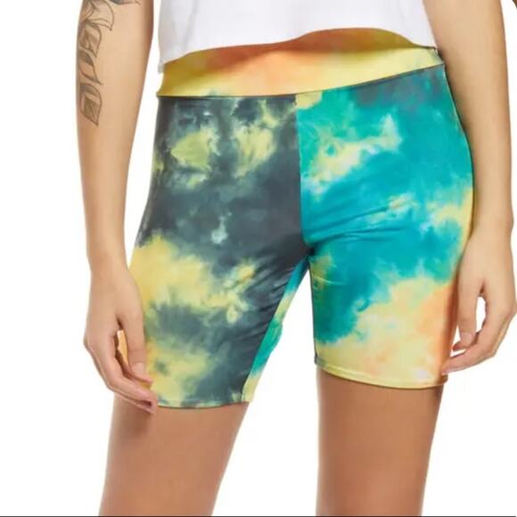 AFRM Lawson Abstract Multi Tie Dye High Waist Biker Short SzS New with Tags - Picture 1 of 14
